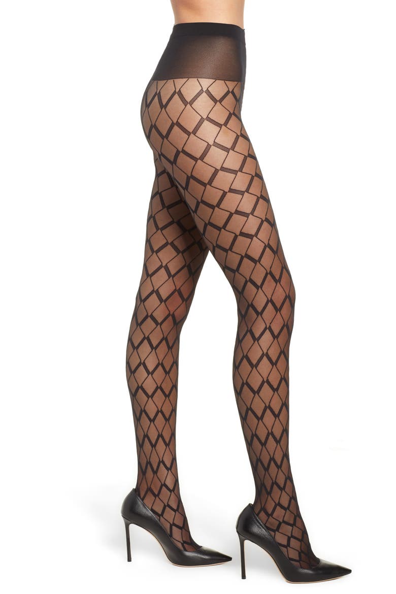 Sheer Vector Tights, Main, color, BLACK