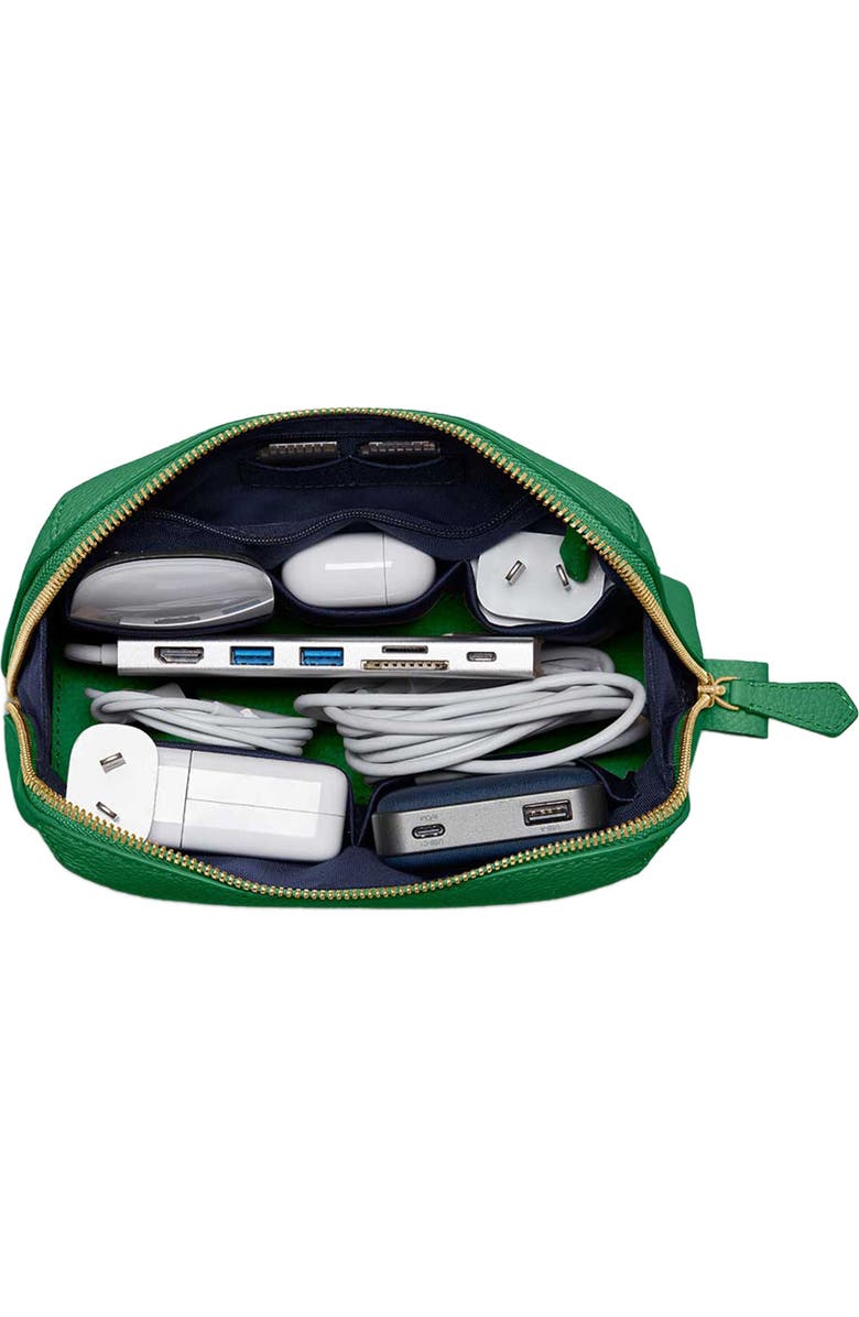 MAISON de SABRÉ Leather Tech Pouch, Alternate, color, Emerald Green