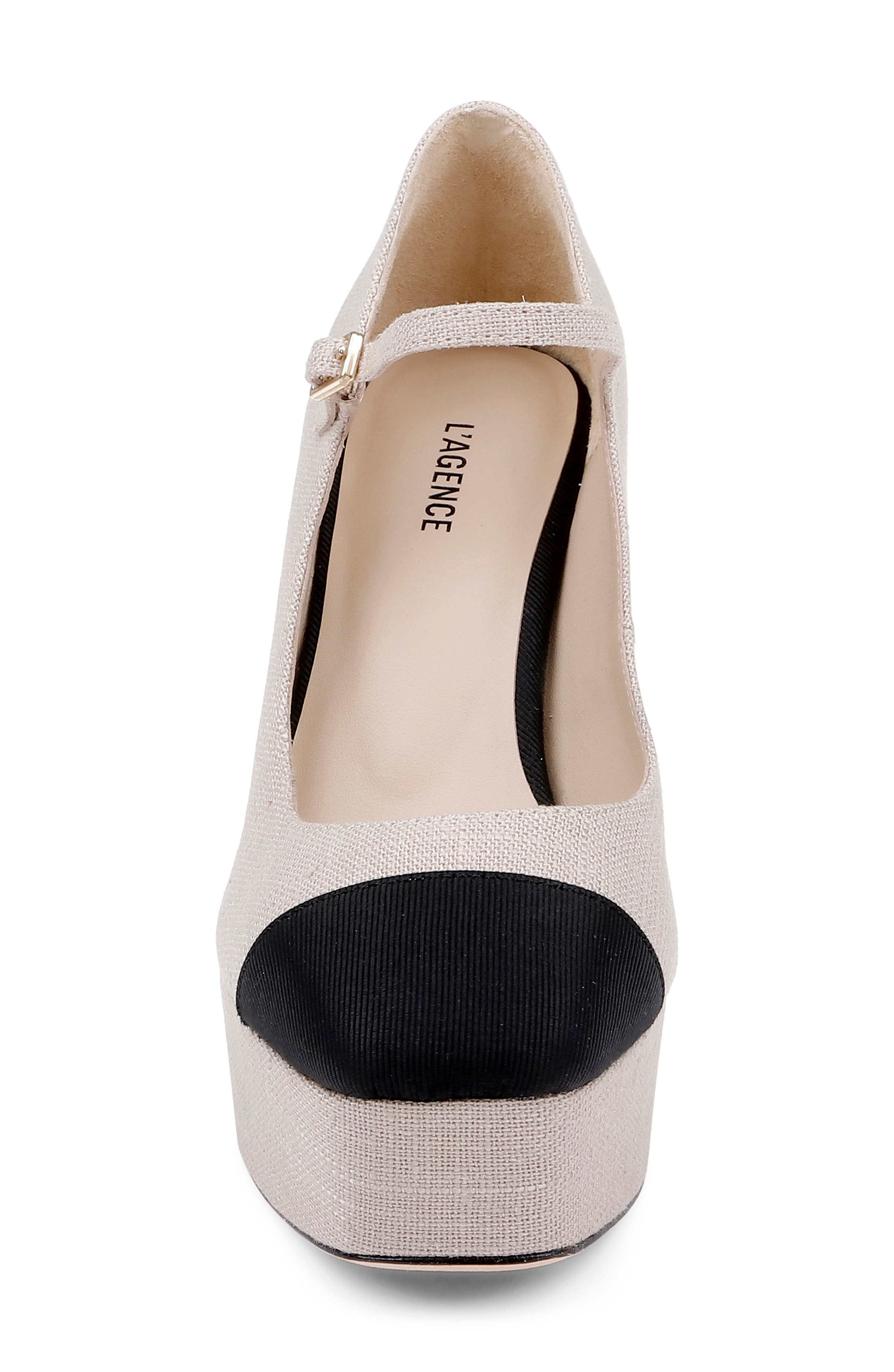 L'AGENCE Lilles Platform Pump, Alternate, color, Natural/ Black