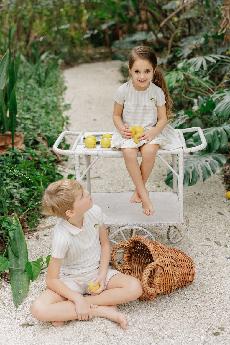 Lemon Peach Collection - Girls Short Sleeve Dress, Alternate, color, Lemon