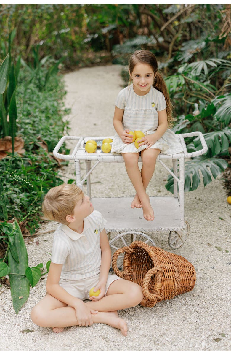 Ely's & Co. Lemon Peach Collection - Girls Short Sleeve Dress, Alternate, color, Lemon