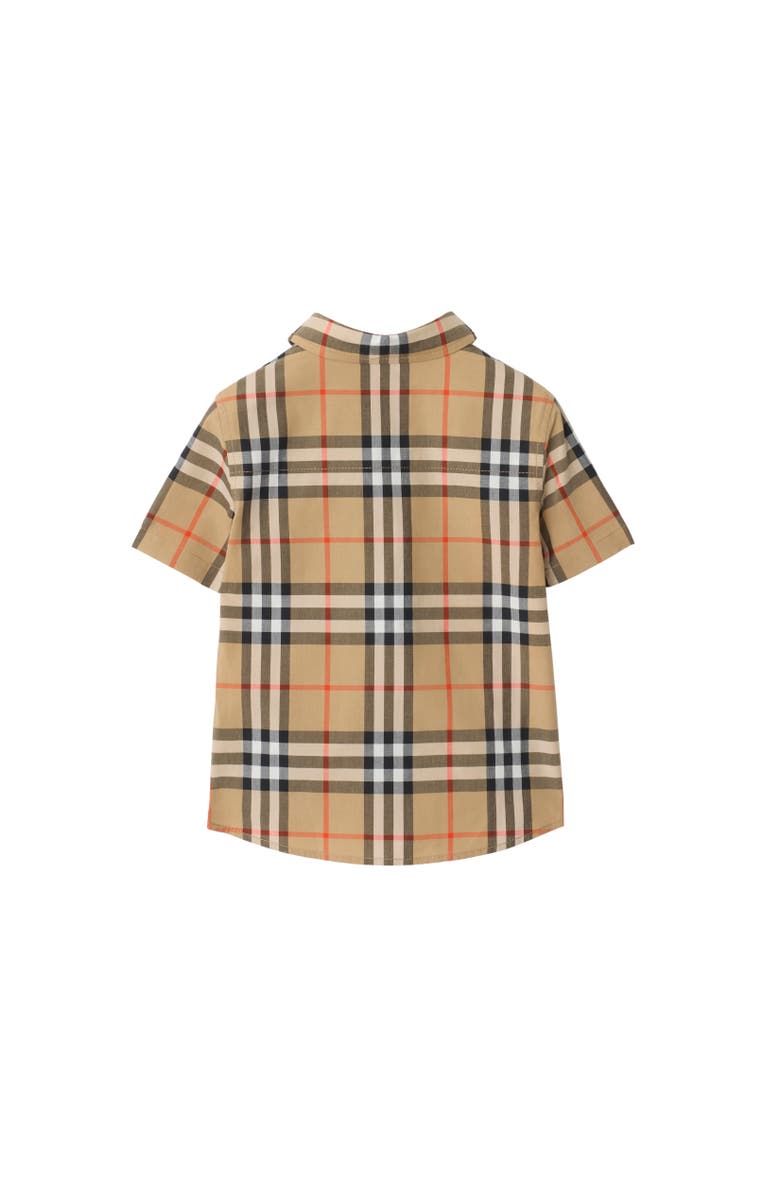 Burberry Check Cotton Shirt, Alternate, color, Sand Beige
