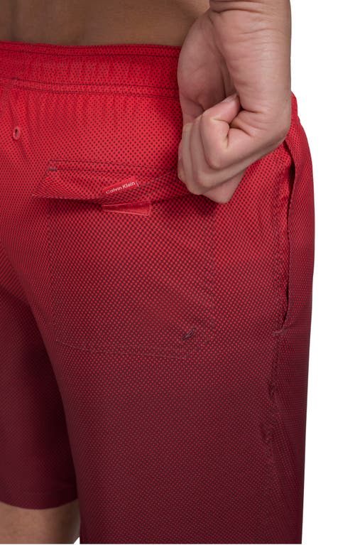Calvin Klein Core Volley Gradient Dot Swim Trunks In Red