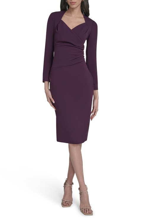 Stretch Crepe Midi Sheath Dress