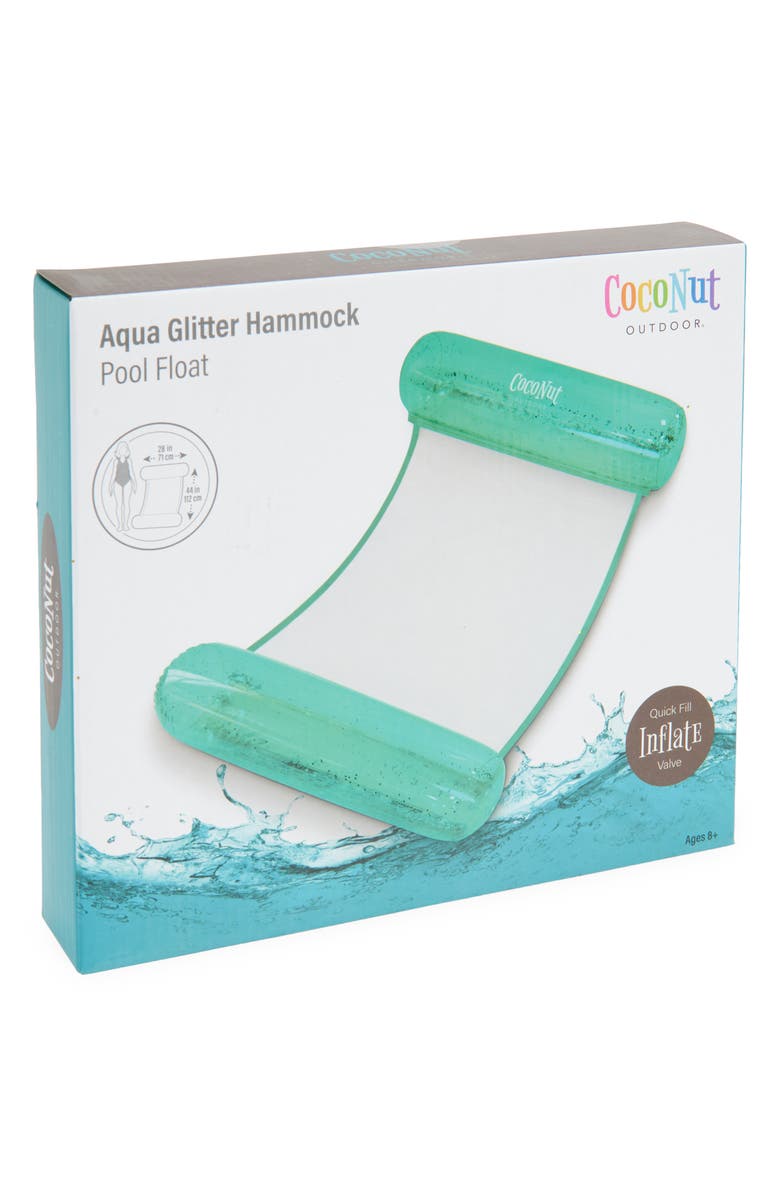 Coconut Outdoor Aqua Glitter Hammock Pool Float, Main, color, Blue