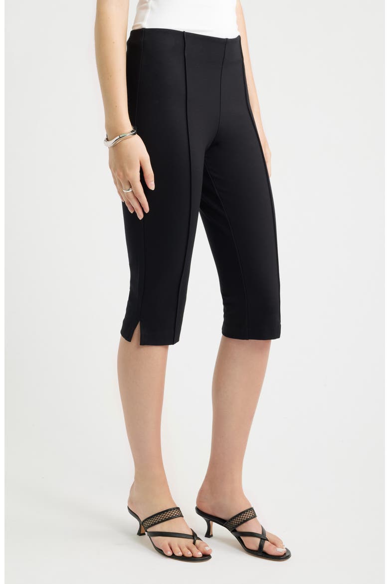 Ponte Knit Capri Pants, Alternate, color, BLACK