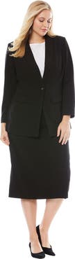 Jessica London 2-Piece Stretch Crepe Single-Breasted Skirt Suit