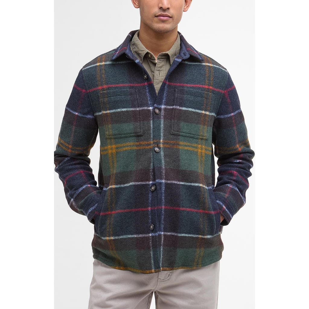Barbour Chapter Tailored Fit Plaid Fleece Button-up Shirt Jacket In Multi