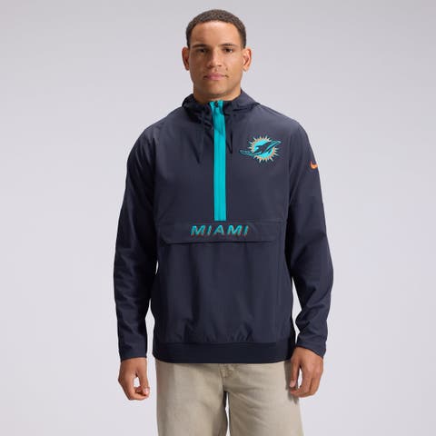 Men's Nike  Navy Miami Dolphins Rivalries Collection Sideline Anorak Half-Zip Jacket