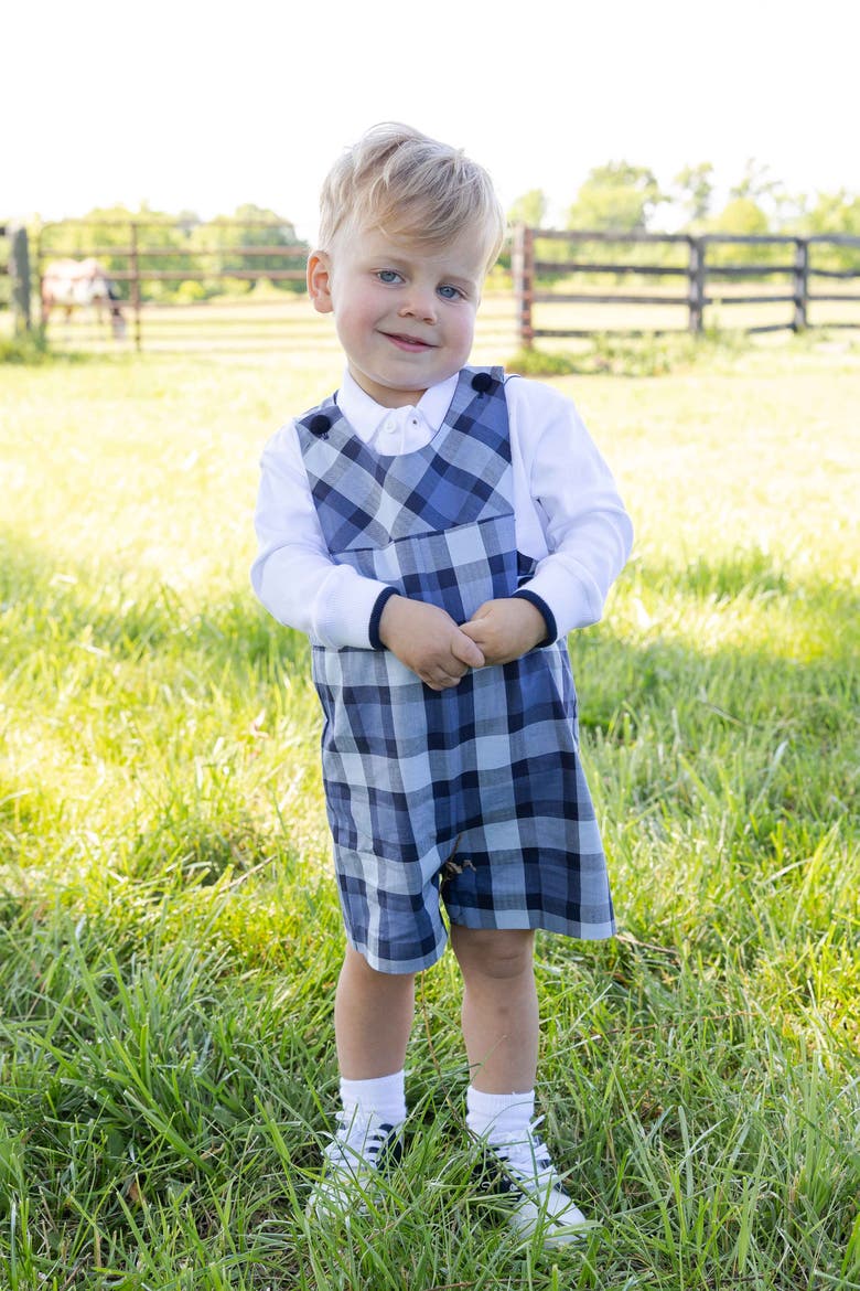 Plaid Shortall, Alternate, color, Blue & Navy Plaid