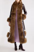 Chloé Leather & Genuine Shearling Long Column Coat