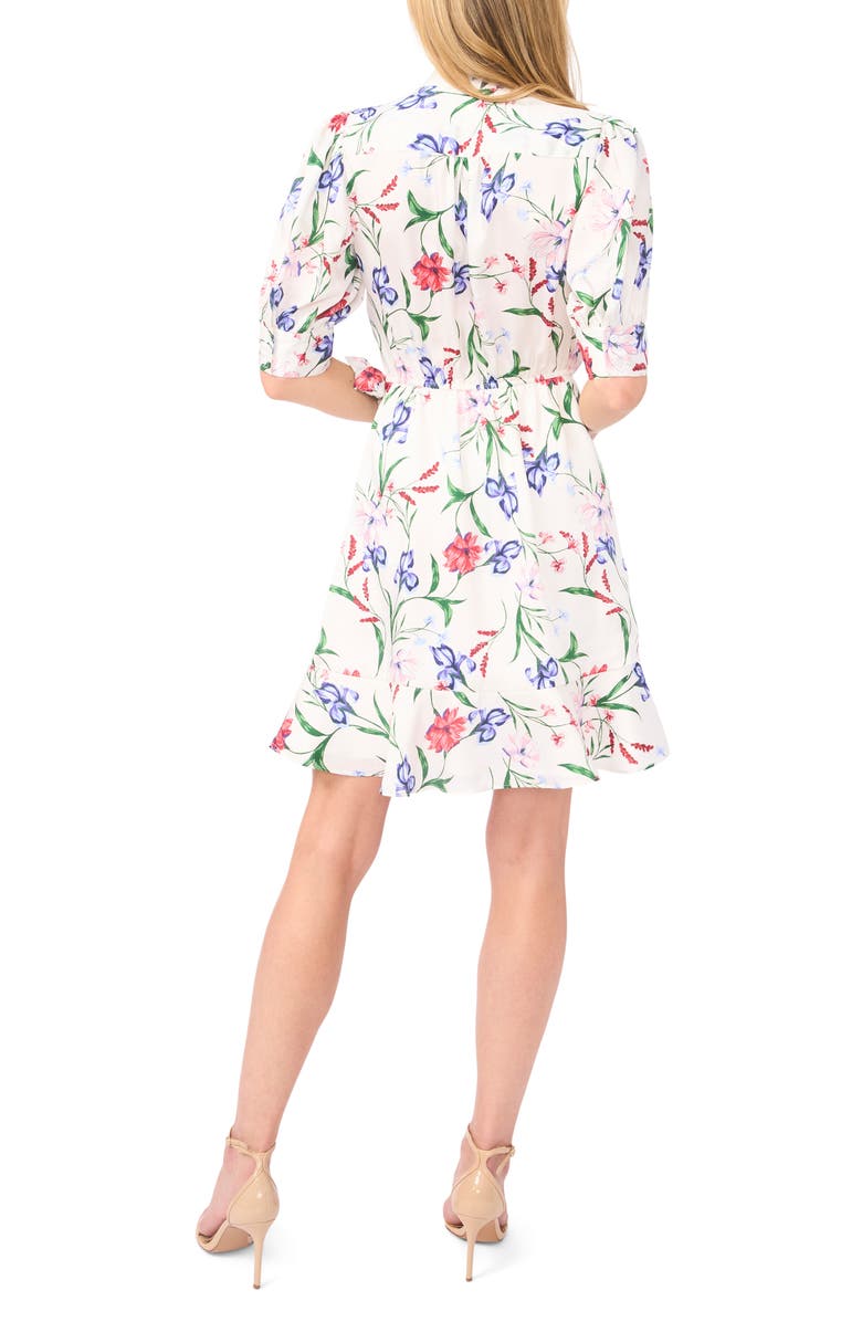 CeCe Floral Print Wrap Dress, Alternate, color, New Ivory