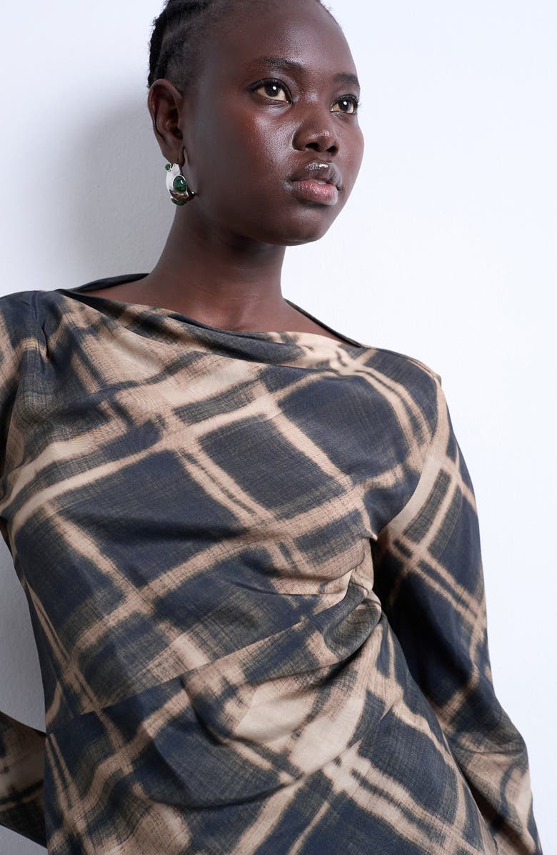 Topshop Print Asymmetric Top, Alternate, color, Navy Multi