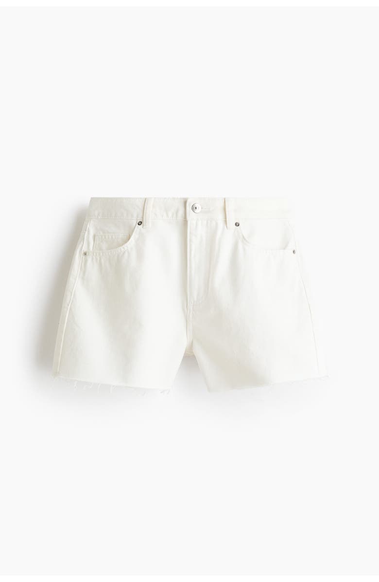 H&M Raw-edge Denim Shorts, Alternate, color, Cream
