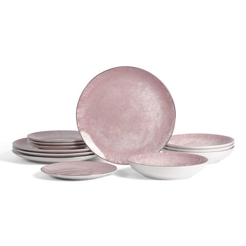Onyx 12-Piece Dinnerware Set Porcelain, Service for 4