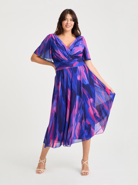 Victoria Brush Angel Sleeve Midi Dress