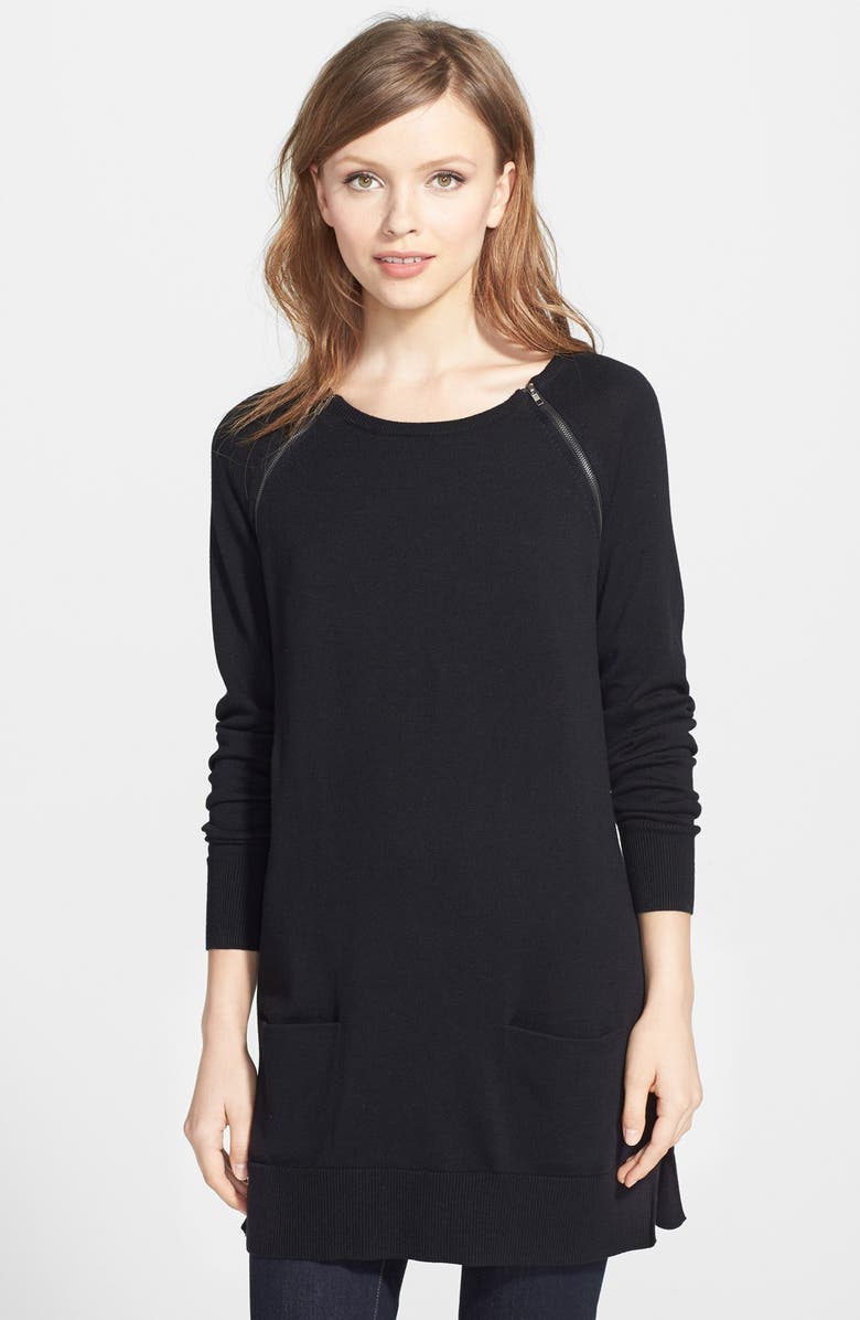 Caslon<sup>®</sup> Zip Detail Raglan Sleeve Tunic, Main, color, 