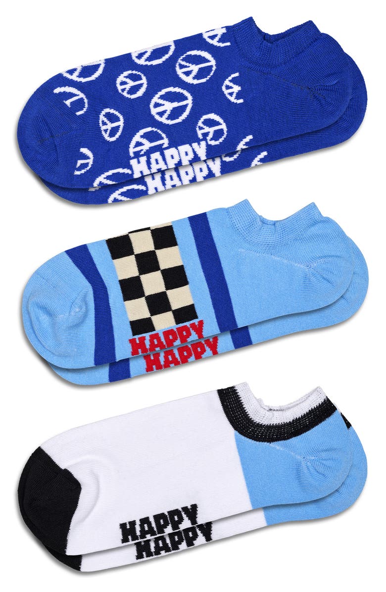 Happy Socks Peace Assorted 3-Pack No-Show Socks, Main, color,