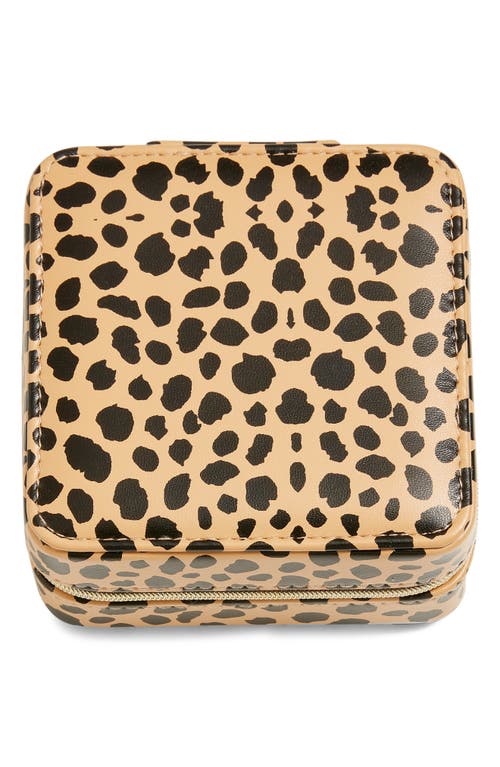 Nordstrom Square Zip Jewelry Box In Tan Leopard