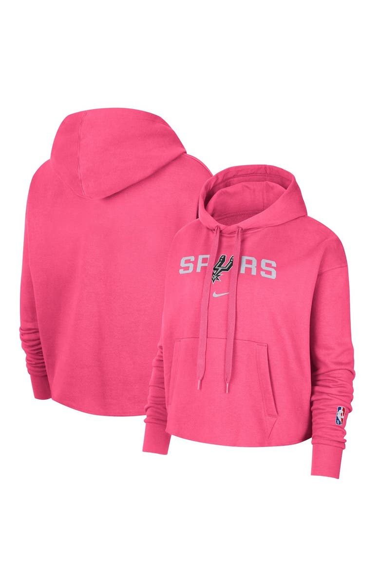 Nike Women's Nike Pink San Antonio Spurs 2021/22 City Edition Essential Logo Cropped Pullover Hoodie, Main, color, 
