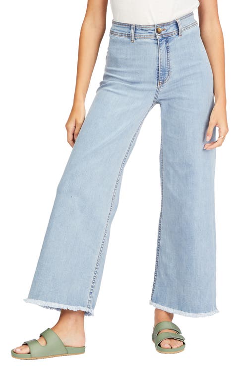 Free Fall Fray Hem Stretch Wide Leg Jeans
