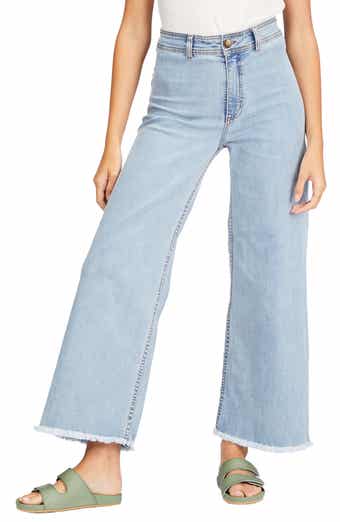 Free Fall Fray Hem Stretch Wide Leg Jeans