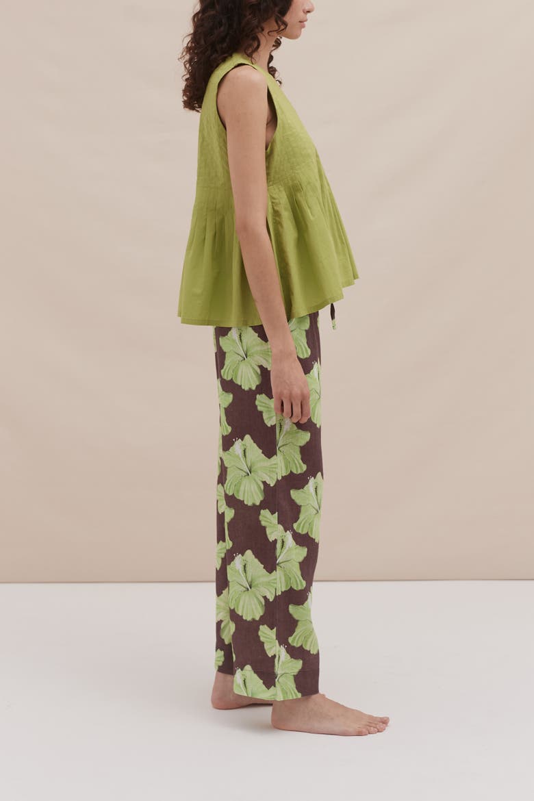 PLEATED CAMI AND TROUSER SET, Alternate, color, GRAND HIBISCUS COCOA