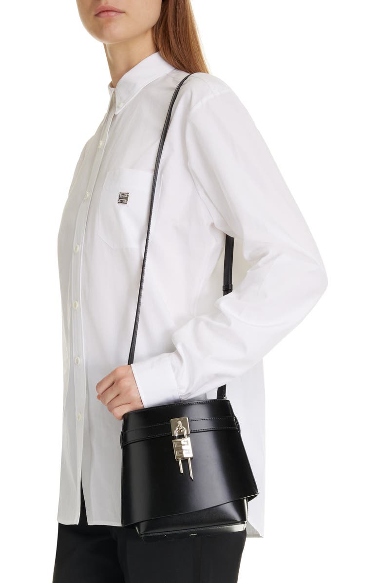 Givenchy Shark Lock Leather Bucket Bag, Alternate, color,