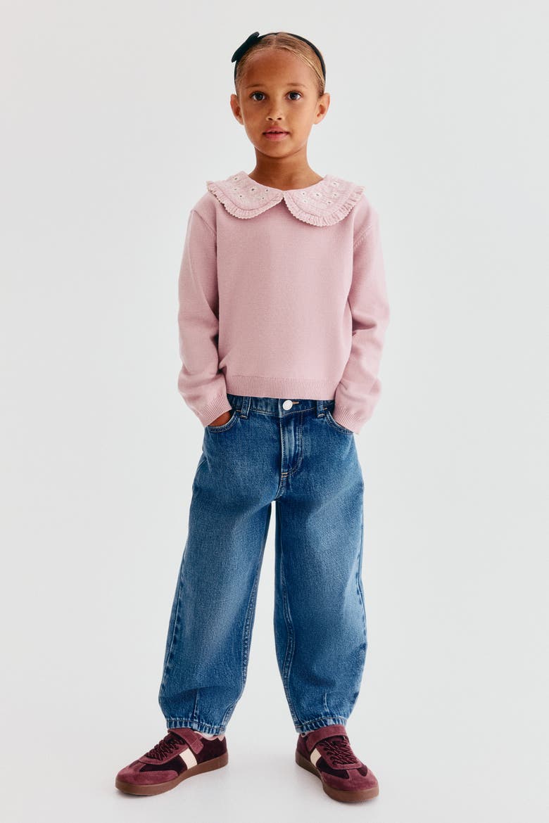 Sweater With Peter Pan Collar, Alternate, color, Light dusty pink/flowers