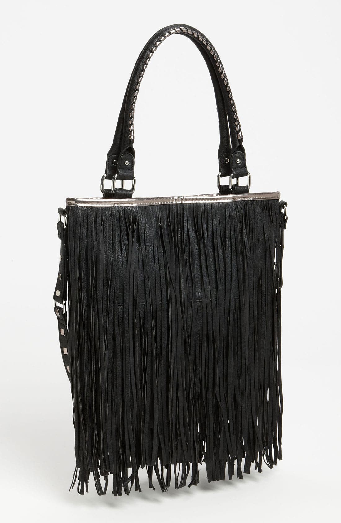 Steve Madden Fringe Tote, Main, color, BLACK