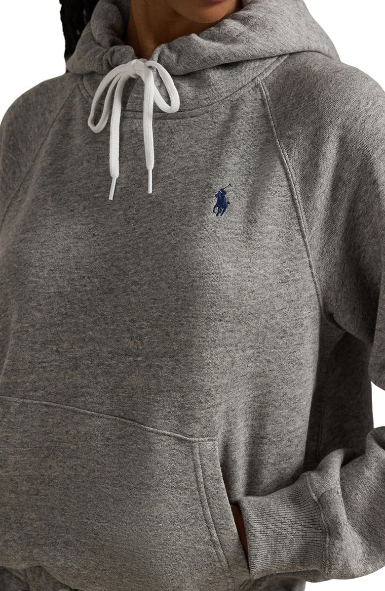 Polo Ralph Lauren Arctic Fleece Shrunken Fit Hoodie, Alternate, color, Dark Vintage Heather