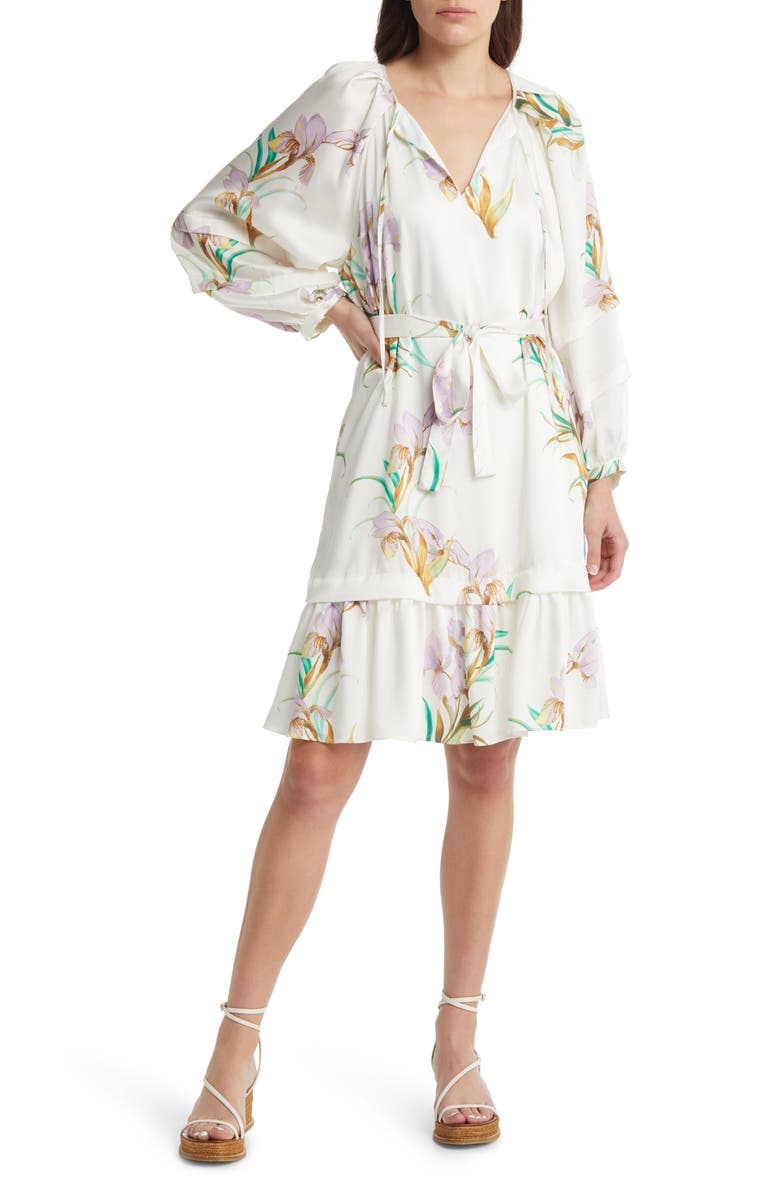 KOBI HALPERIN Trace Floral Tie Waist Dress, Main, color, 