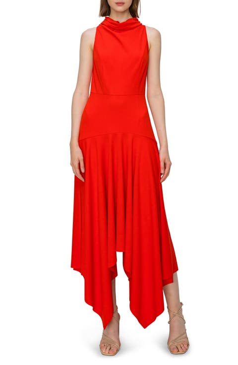 Handkerchief Hem Mock Neck Dress