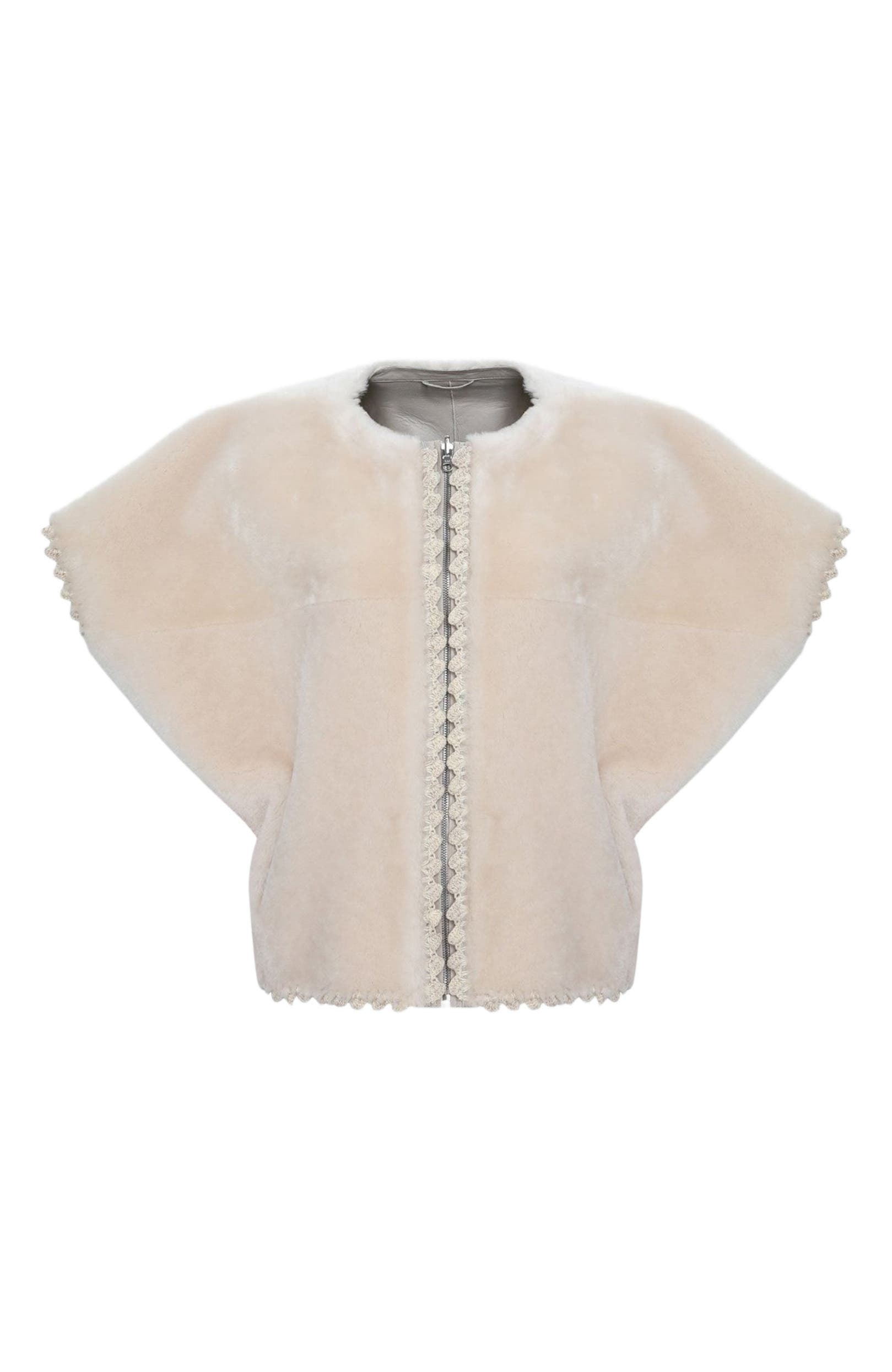 Reversible Collarless Genuine Shearling Jacket - image 4