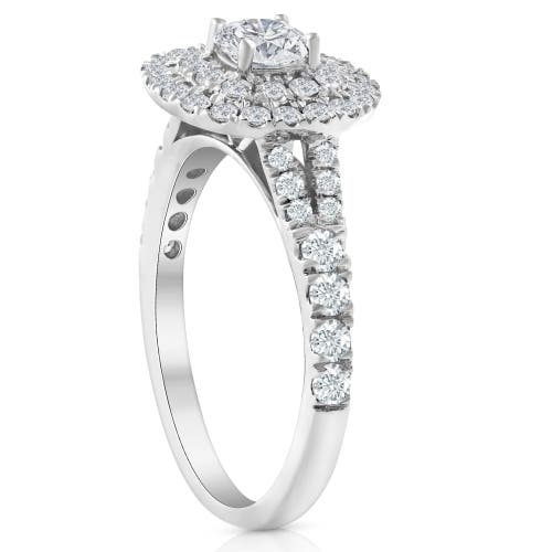 Bliss Diamond 1 1/4 Ct Tw Lab Grown Diamond Cushion Halo Engagement Ring In 10k White Gold