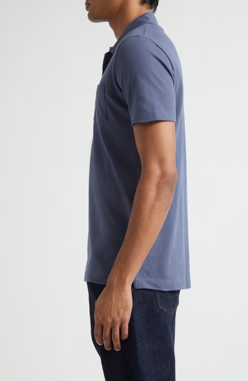 Sunspel Riviera Cotton Piqué Polo In Blue