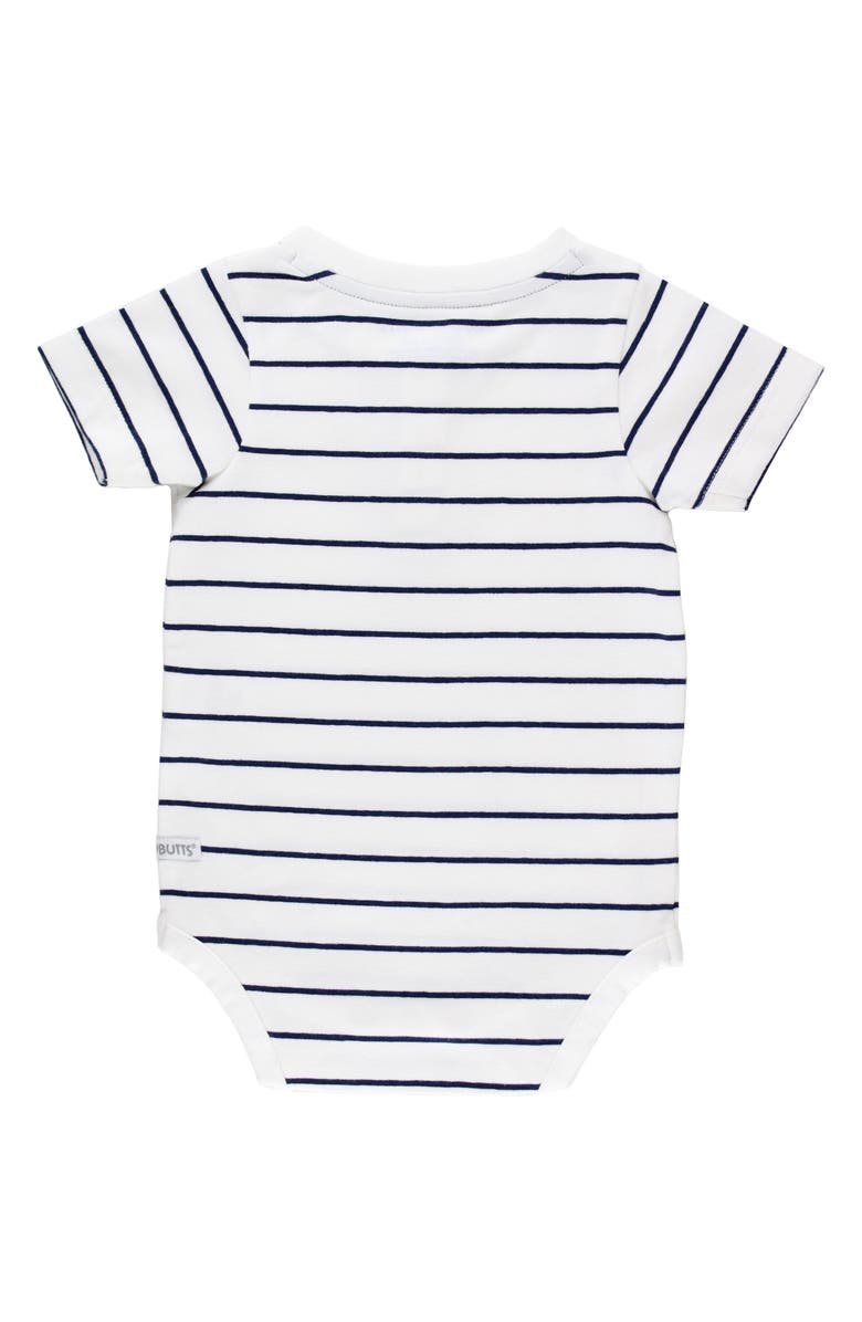 RuggedButts Stripe Henley Bodysuit, Alternate, color, White/ Blue