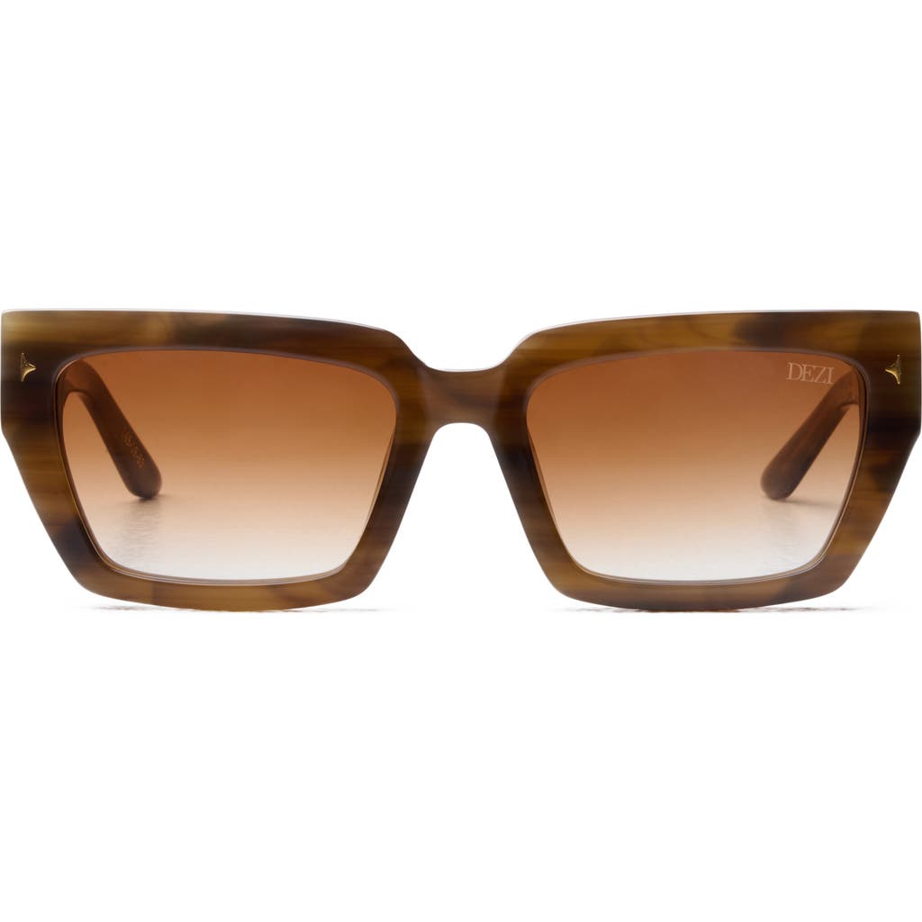 Dezi Switch 55mm Gradient Rectangular Cat Eye Sunglasses In Switch Half And Half Tortoise