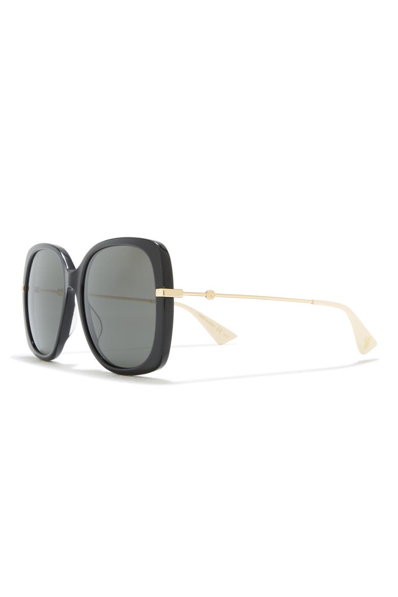 57mm Square Sunglasses, Alternate, color, BLACK GOLD GREY