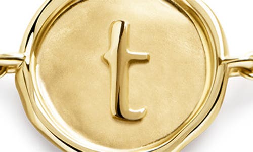 Monica Vinader Gold Mini Initial T Stamp Chain Bracelet In 14kt Solid Gold T