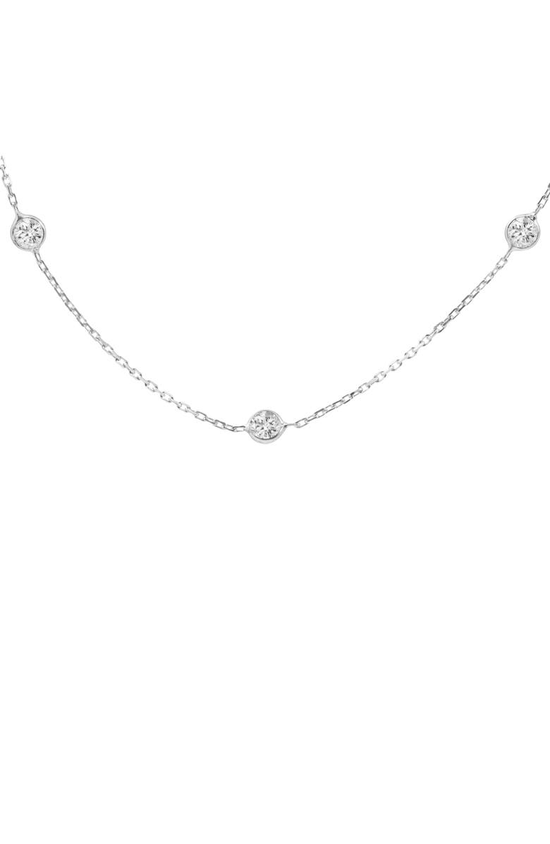 Bliss Diamond 4Ct Diamonds By The Yard Necklace 14K Gold Lab Grown Station Pendant, Alternate, color, 14K White Gold