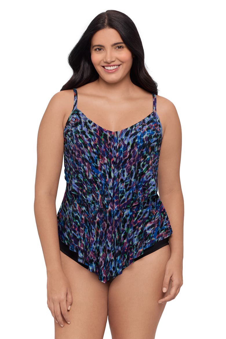 Ronnie 2 Tier Ruffle Tankini Swimsuit Top, Alternate, color, Mystic Skin