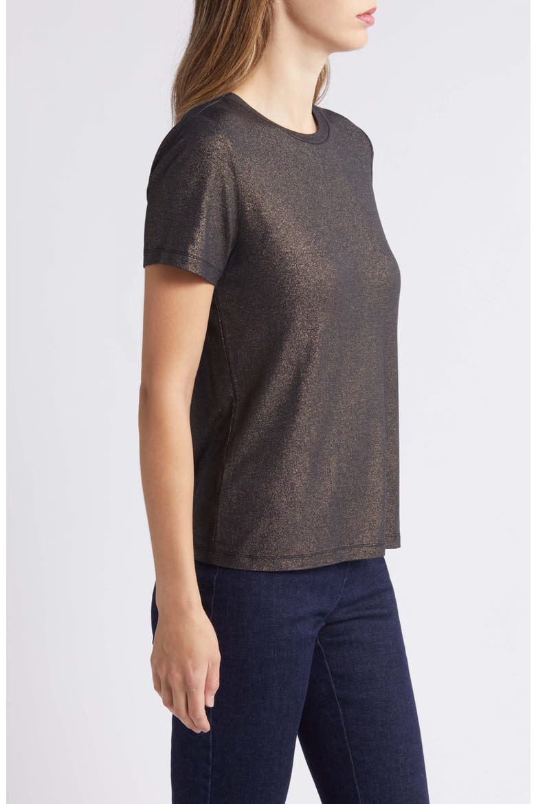 Foil Print T-Shirt, Alternate, color, ANNE BLACK/ LIGHT GOLD