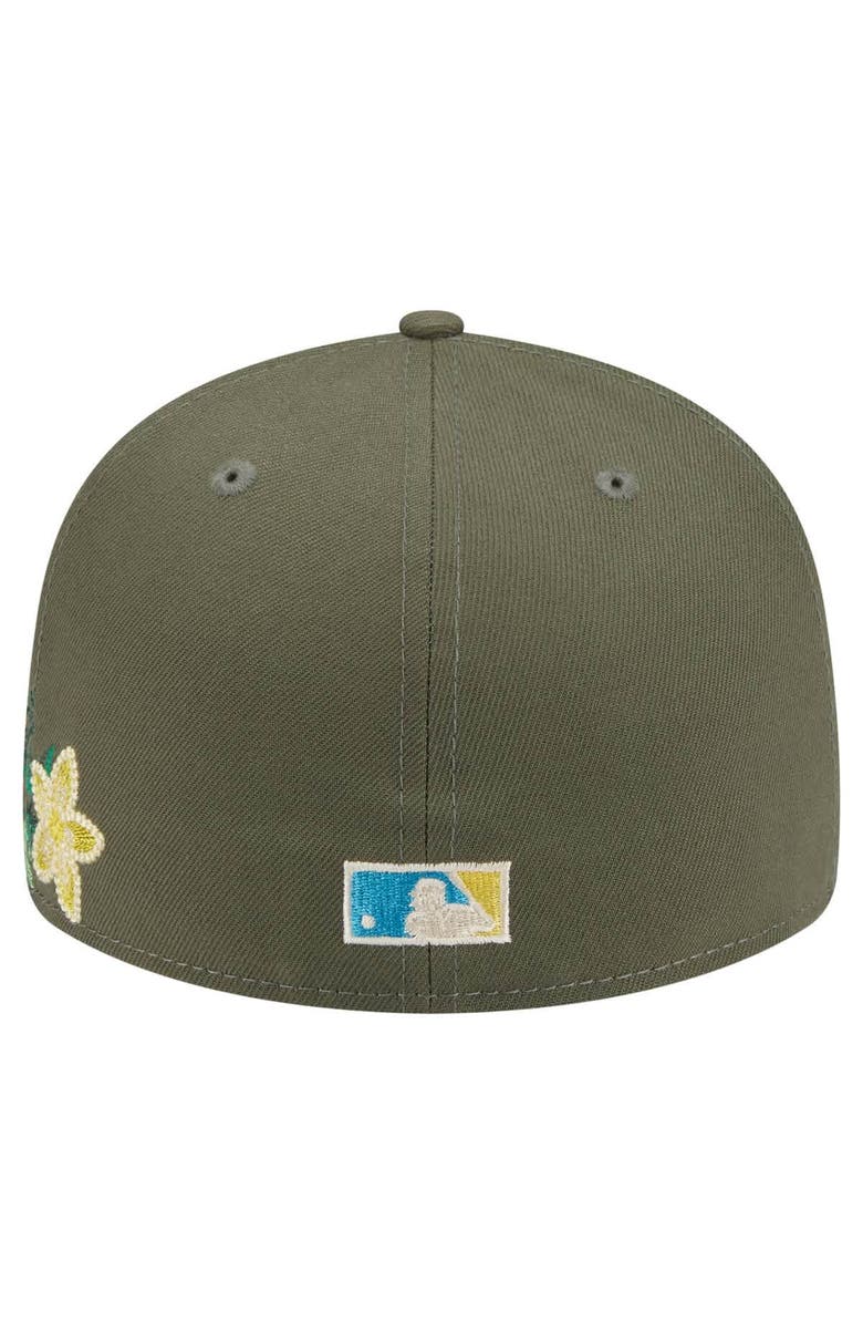 New Era Men's New Era Olive Florida Marlins Cooperstown Collection Tonal Florals 59FIFTY Fitted Hat, Alternate, color, Olive