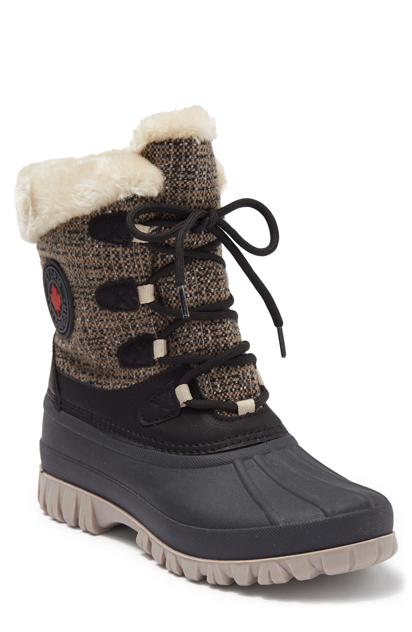Cougar Cabin Faux Fur Cuff Waterproof Winter Boot, Main, color, 