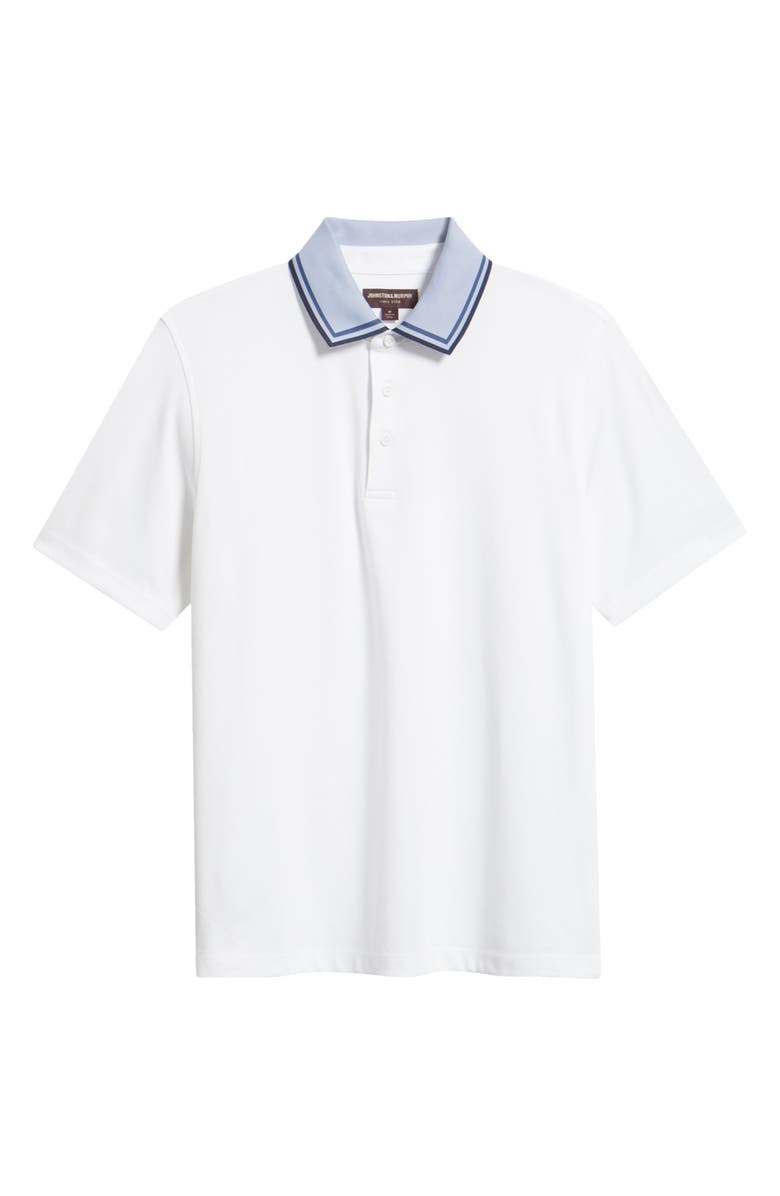 Johnston & Murphy Tipped Contrast Collar Polo, Main, color, White
