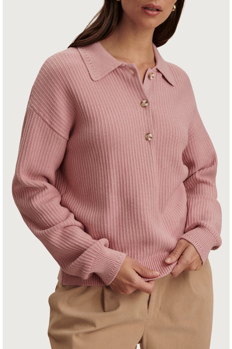 Marlie Half Placket Knit Polo Sweater, Alternate, color, ZEPHYR MAUVE