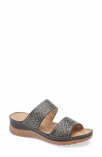 EXTREME BY EDDIE MARC Rhinestone Studded Wedge Sandal