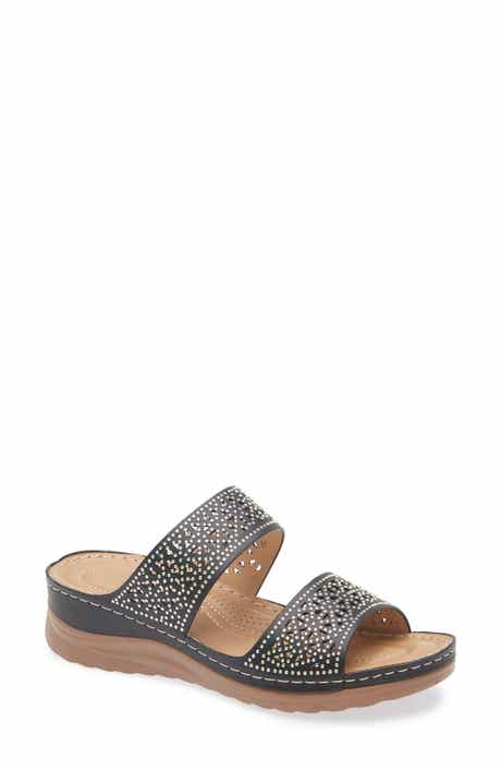 EXTREME BY EDDIE MARC Rhinestone Studded Wedge Sandal