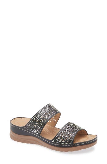Extreme By Eddie Marc Rhinestone Studded Wedge Sandal